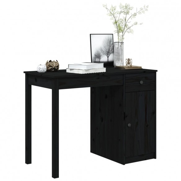 Bureau Noir 100x50x75 cm Bois massif de pin