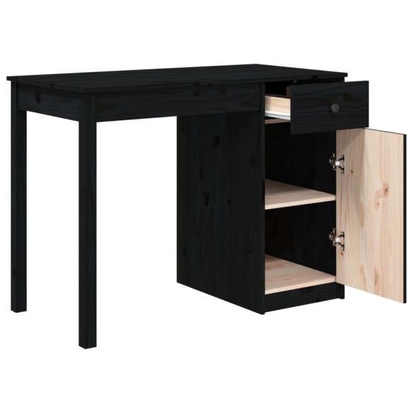 Bureau Noir 100x50x75 cm Bois massif de pin