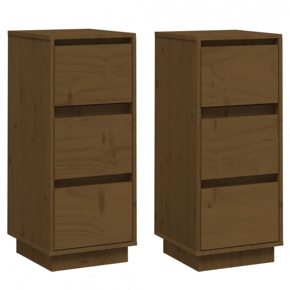 Buffets 2 pcs Marron miel 32x34x75 cm Bois massif de pin