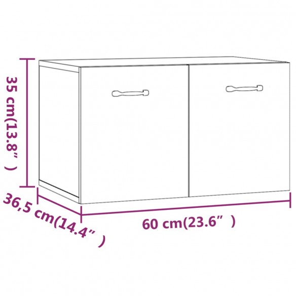 Armoire murale Blanc brillant 60x36,5x35 cm Bois d'ingénierie