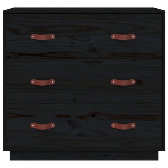 Buffet Noir 80x40x75 cm Bois massif de pin