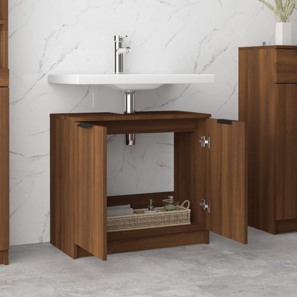 Armoire de bain Chêne fumé 64,5x33,5x59 cm Bois d'ingénierie