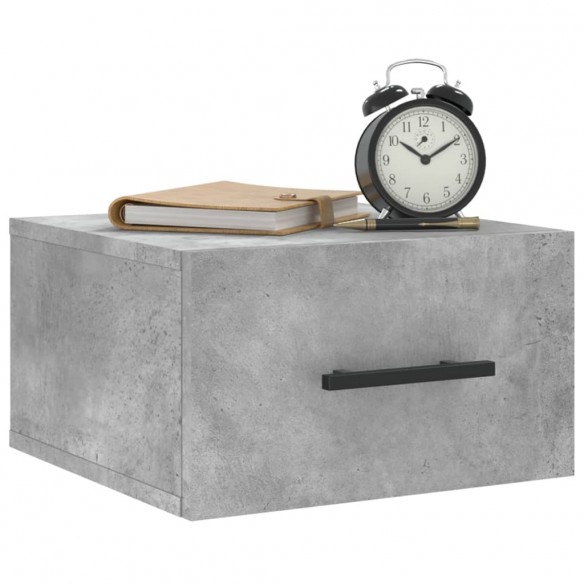 Table de chevet murale gris béton 35x35x20 cm