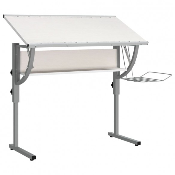 Bureau d'artisanat blanc et gris 110x53x(58-87) cm