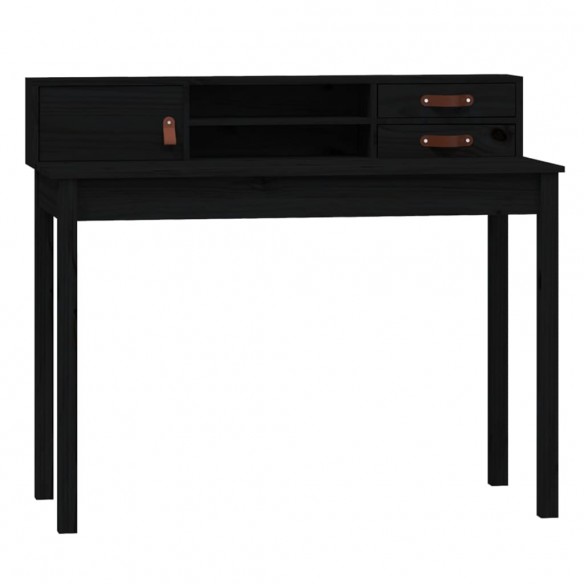 Bureau Noir 110x50x93 cm Bois massif de pin