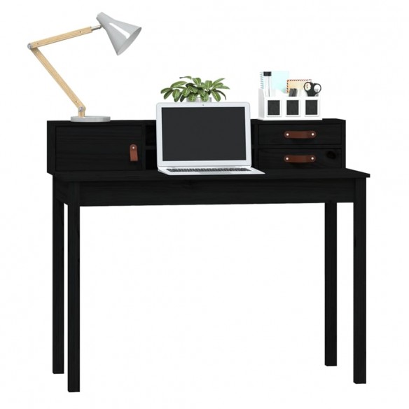 Bureau Noir 110x50x93 cm Bois massif de pin