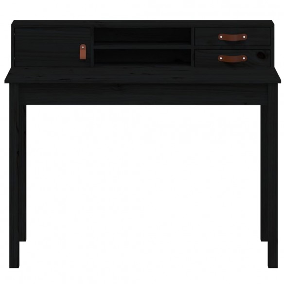 Bureau Noir 110x50x93 cm Bois massif de pin