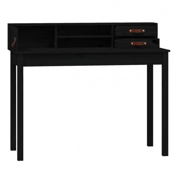 Bureau Noir 110x50x93 cm Bois massif de pin