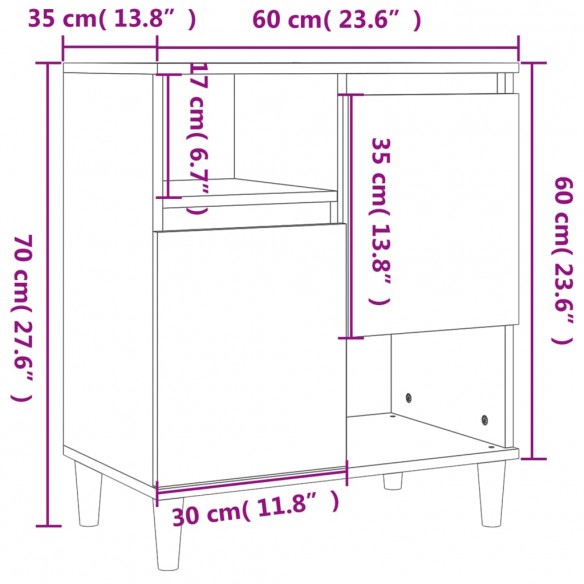 Buffet Noir 60x35x70 cm Bois d'ingénierie