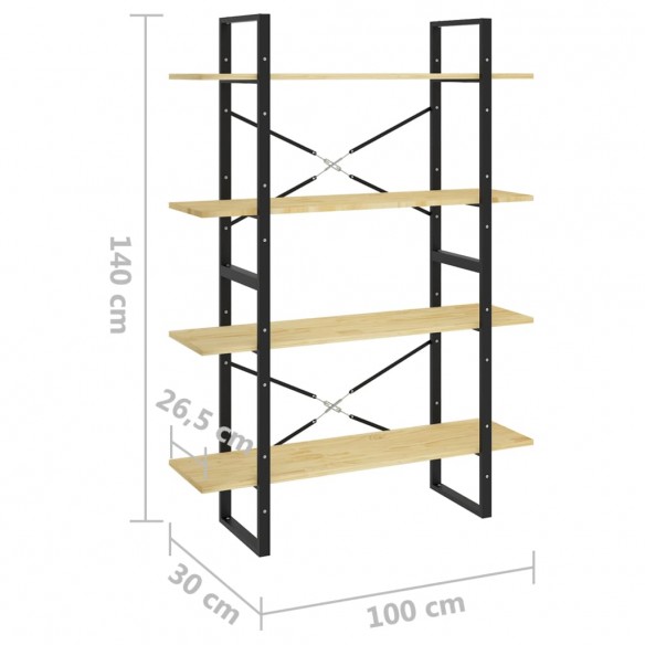 Bibliothèque à 4 niveaux 100x30x140 cm Bois de pin massif