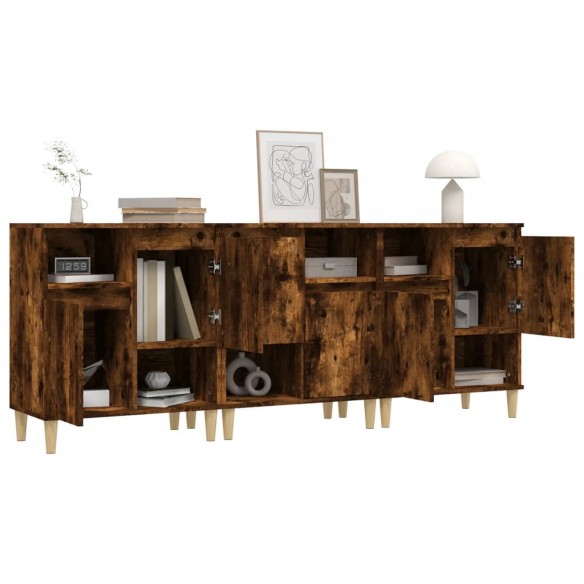 Buffets 3 pcs chêne fumé 60x35x70 cm bois d'ingénierie