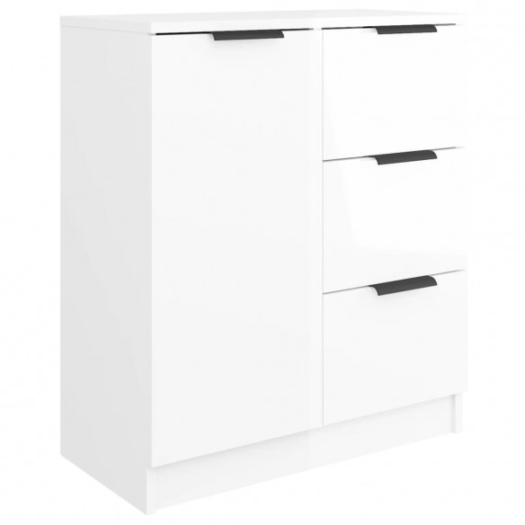 Buffets 2 pcs Blanc brillant 60x30x70 cm Bois d'ingénierie