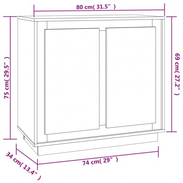 Buffet gris béton 80x34x75 cm bois d'ingénierie