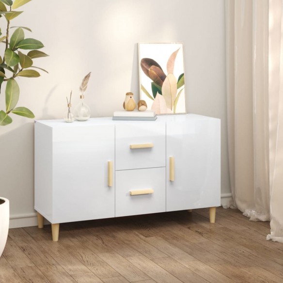 Buffet blanc brillant 100x36x60 cm bois d'ingénierie