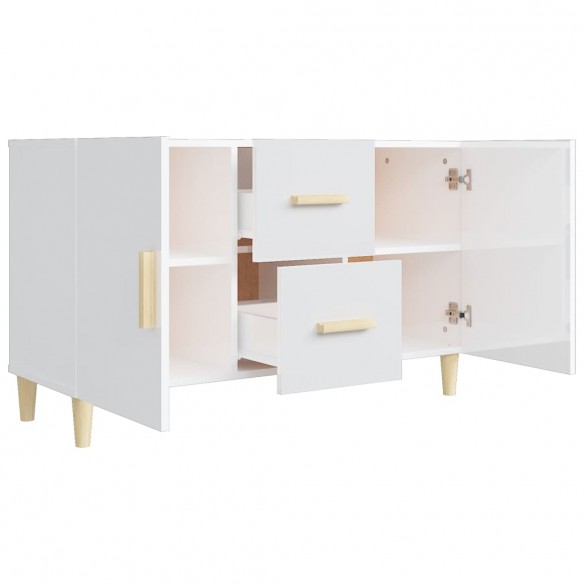 Buffet blanc brillant 100x36x60 cm bois d'ingénierie