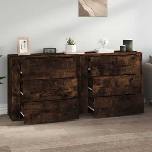 Buffets 2 pcs chêne fumé bois d'ingénierie