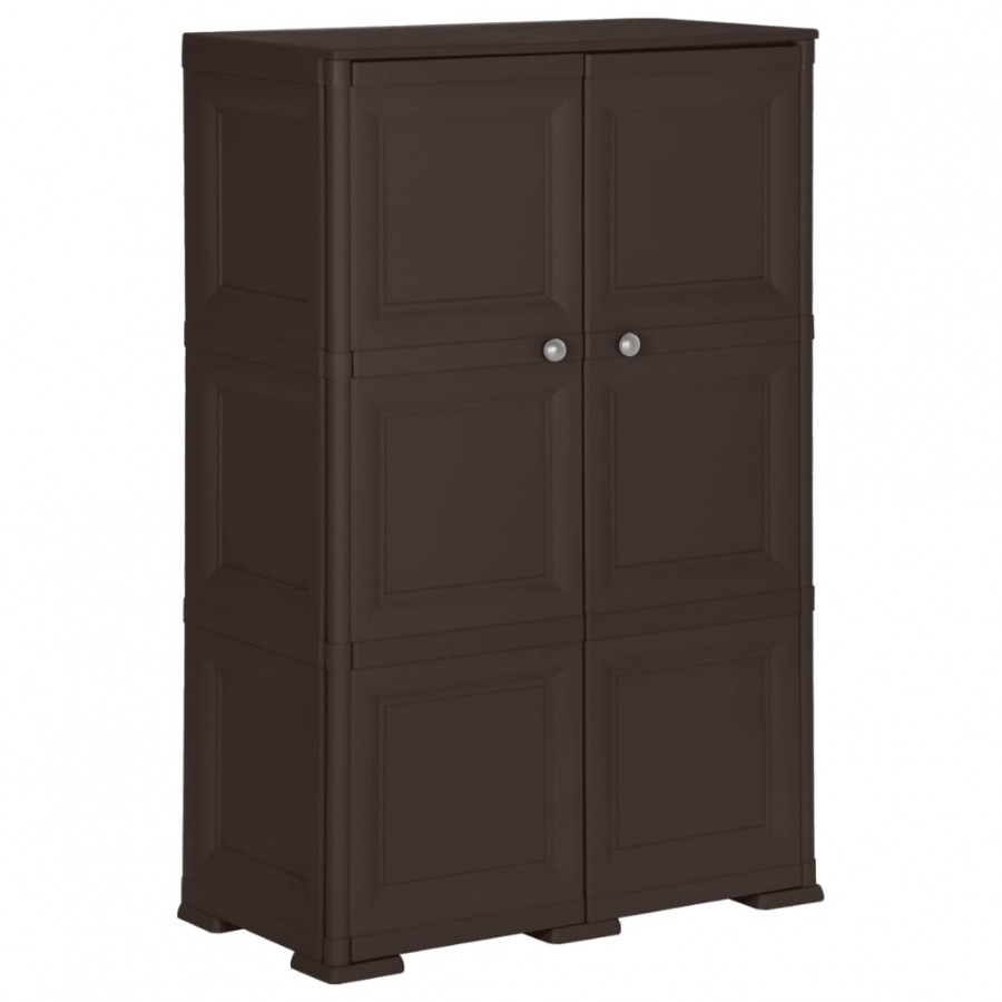 Armoire en plastique 79x43x125 cm Design de bois Marron