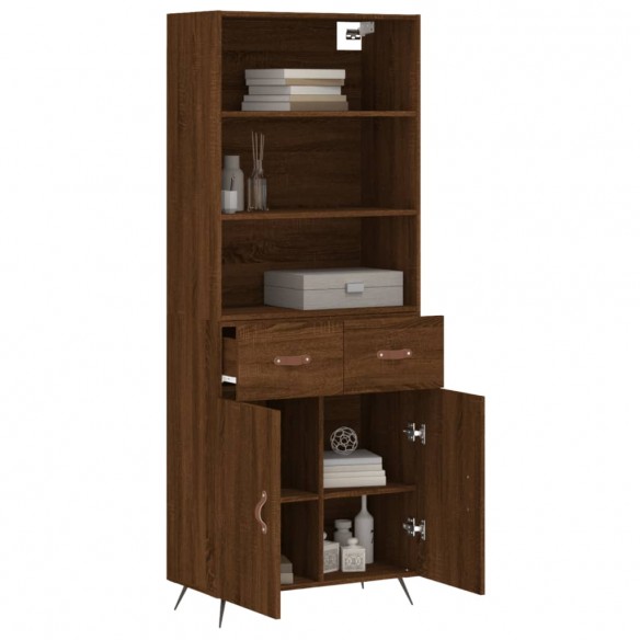 Buffet haut Chêne marron 69,5x34x180 cm Bois d'ingénierie