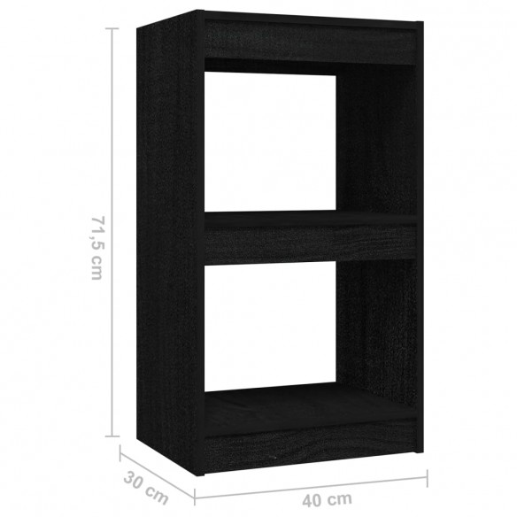 Bibliothèque Noir 40x30x71,5 cm Bois de pin massif