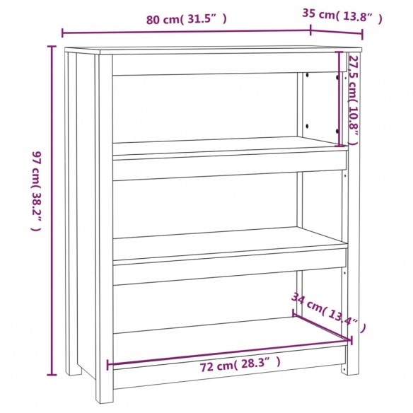 Bibliothèque 80x35x97 cm Bois de pin massif