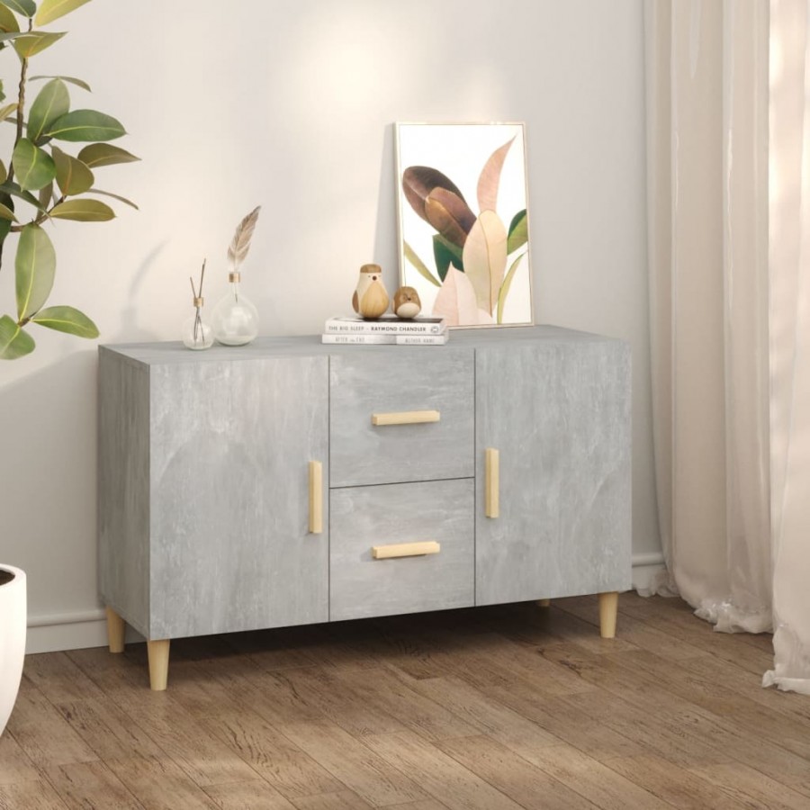 Buffet gris béton 100x36x60 cm bois d'ingénierie