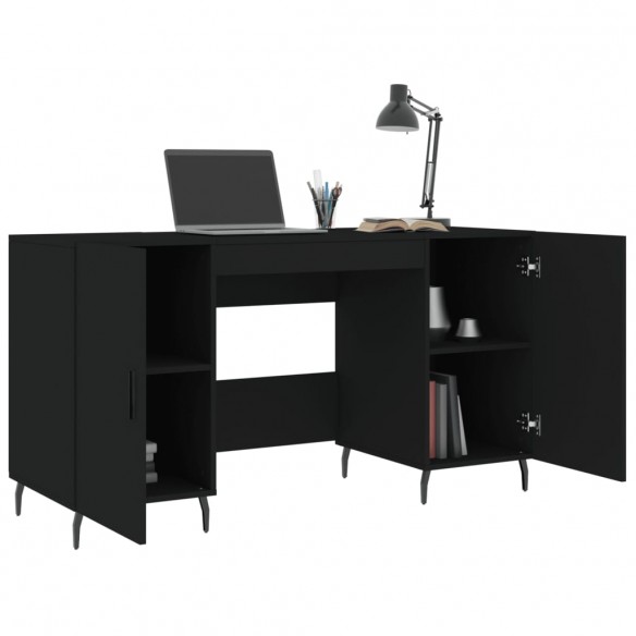 Bureau noir 140x50x75 cm bois d'ingénierie