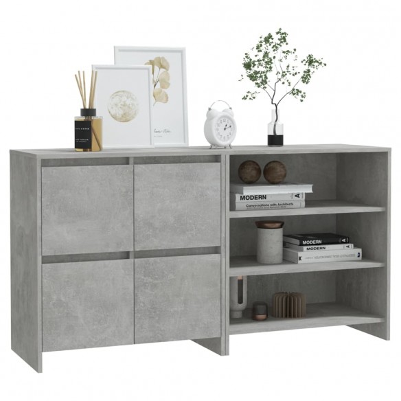 Buffets 2 pcs Gris béton Bois d'ingénierie