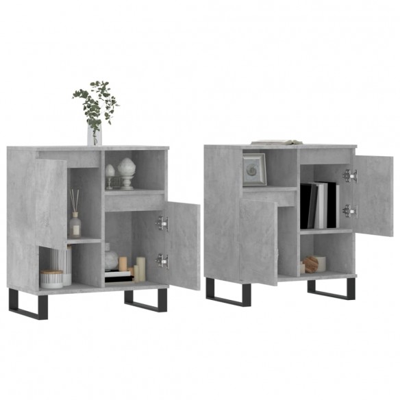 Buffets 2 pcs gris béton bois d'ingénierie