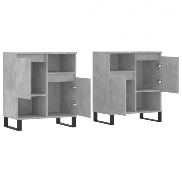 Buffets 2 pcs gris béton bois d'ingénierie