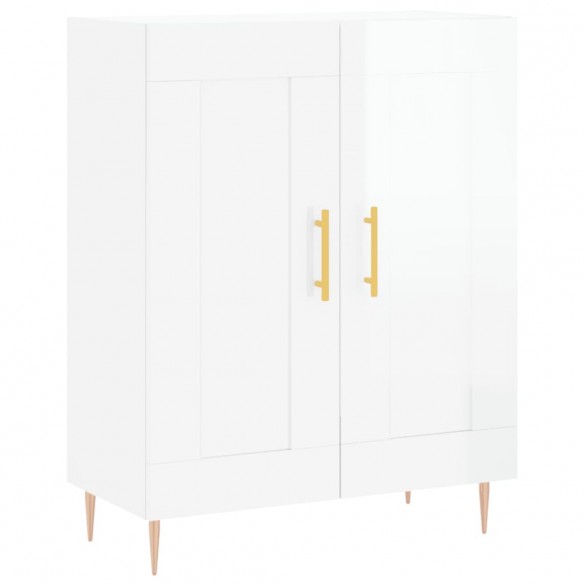 Buffet haut Blanc brillant 69,5x34x180 cm Bois d'ingénierie