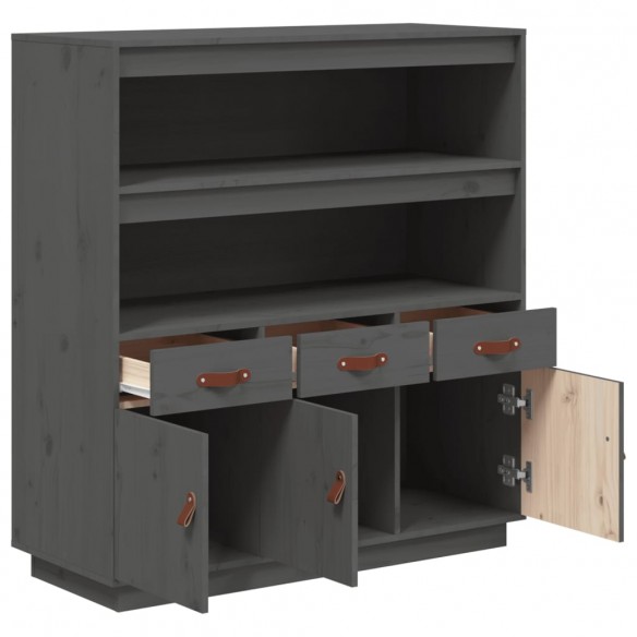 Buffet haut Gris 100x40x108,5 cm Bois massif de pin