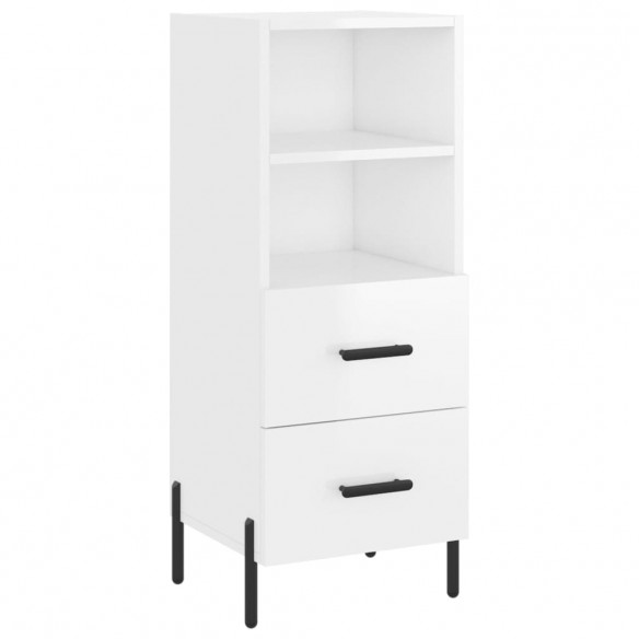 Buffet Blanc brillant 34,5x34x90 cm Bois d'ingénierie