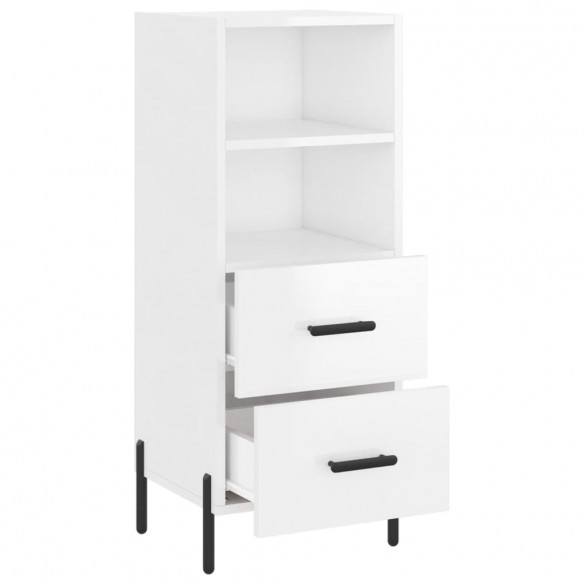 Buffet Blanc brillant 34,5x34x90 cm Bois d'ingénierie