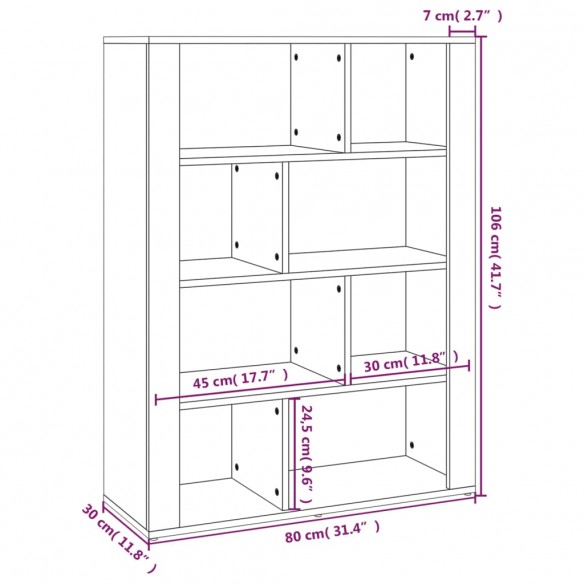 Buffet Chêne fumé 80x30x106 cm Bois d'ingénierie