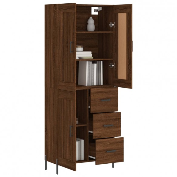 Buffet haut Chêne marron 69,5x34x180 cm Bois d'ingénierie