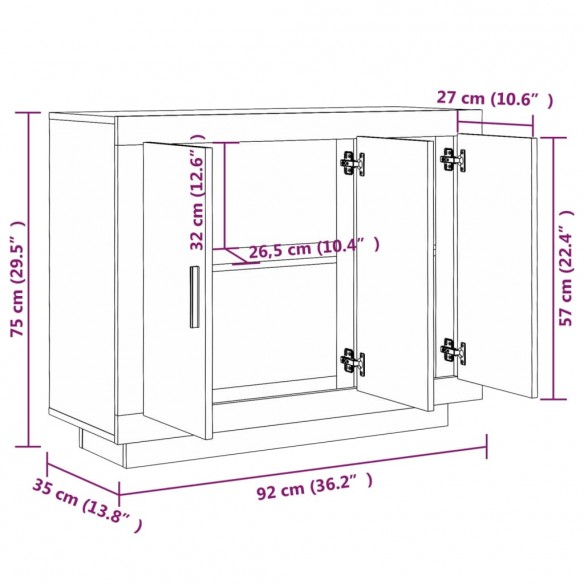 Buffet Chêne sonoma 92x35x75 cm Bois d'ingénierie