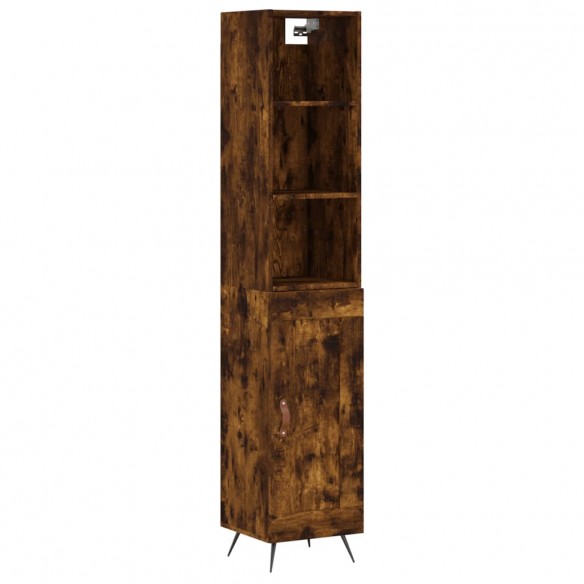 Buffet haut Chêne fumé 34,5x34x180 cm Bois d'ingénierie