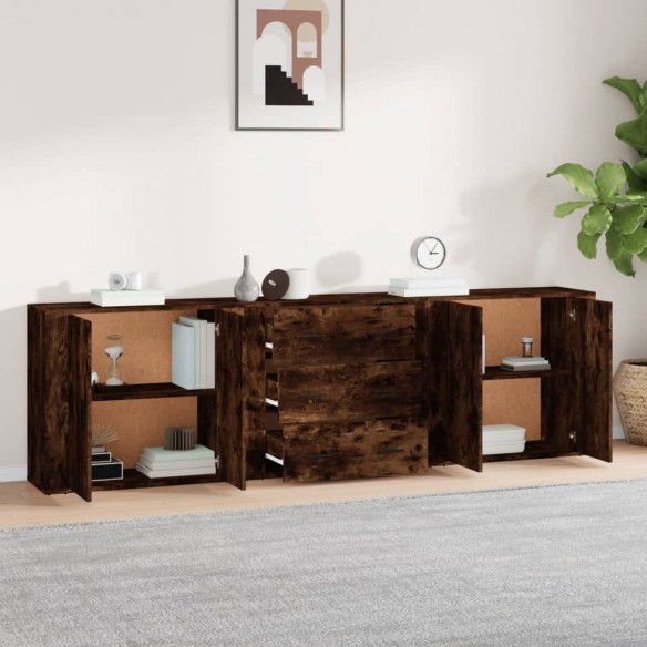 Buffets 3 pcs Chêne fumé Bois d'ingénierie