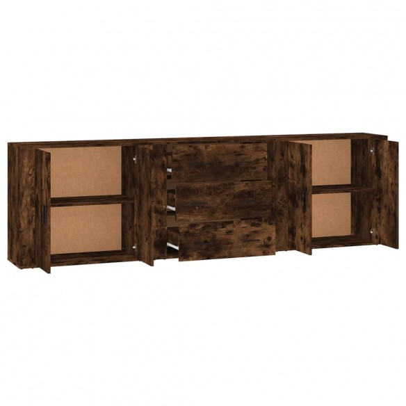 Buffets 3 pcs Chêne fumé Bois d'ingénierie