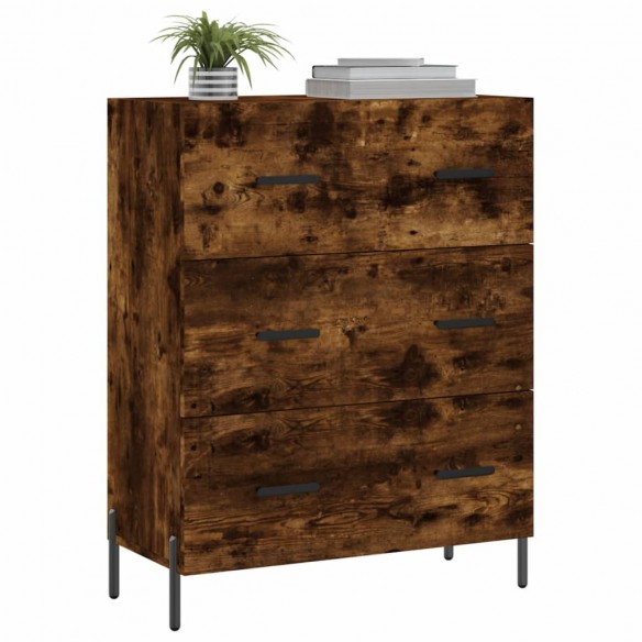 Buffet chêne fumé 69,5x34x90 cm bois d'ingénierie