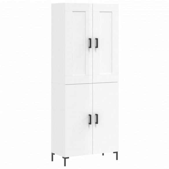 Buffet haut Blanc brillant 69,5x34x180 cm Bois d'ingénierie