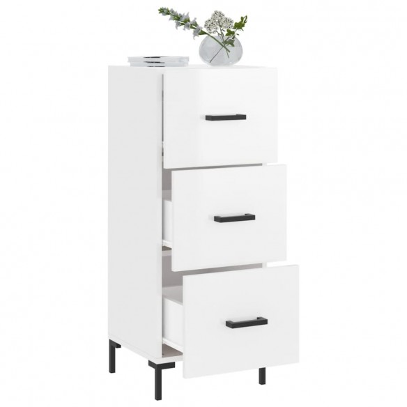 Buffet Blanc brillant 34,5x34x90 cm Bois d'ingénierie