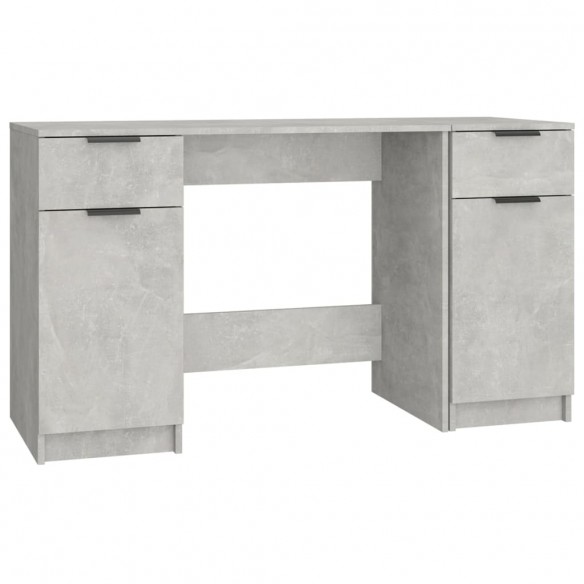 Bureau avec armoire latérale Gris béton Bois d'ingénierie