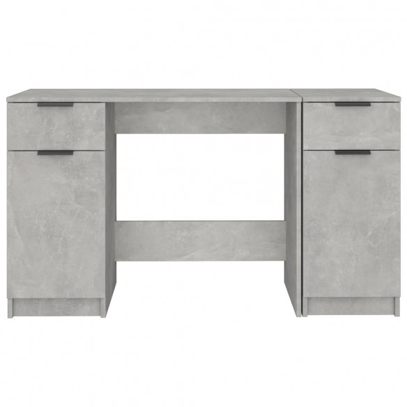 Bureau avec armoire latérale Gris béton Bois d'ingénierie