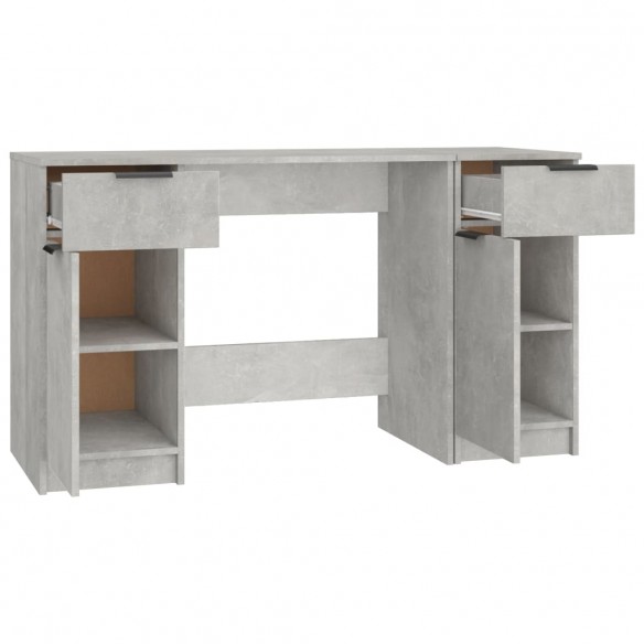 Bureau avec armoire latérale Gris béton Bois d'ingénierie