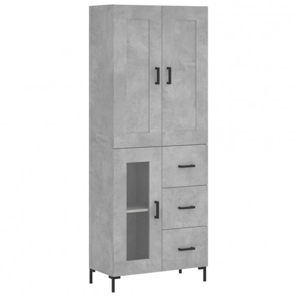 Buffet haut Gris béton 69,5x34x180 cm Bois d'ingénierie