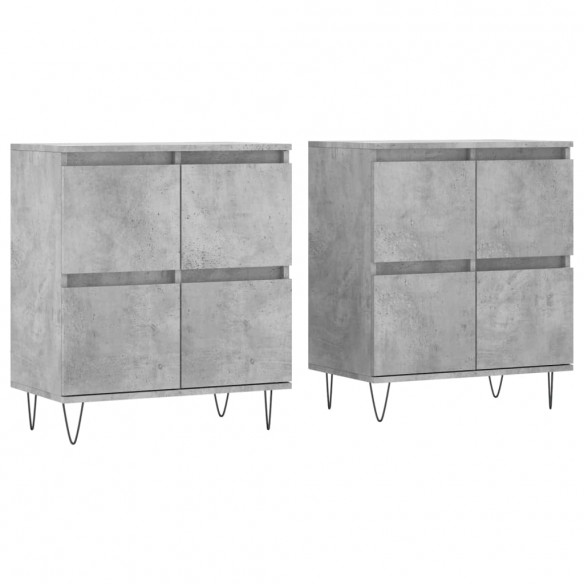 Buffets 2 pcs gris béton bois d'ingénierie