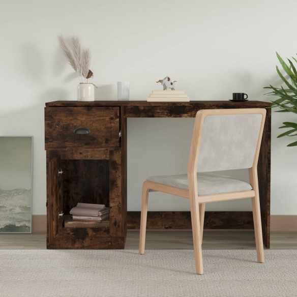 Bureau avec tiroir chêne fumé 115x50x75 cm bois d'ingénierie