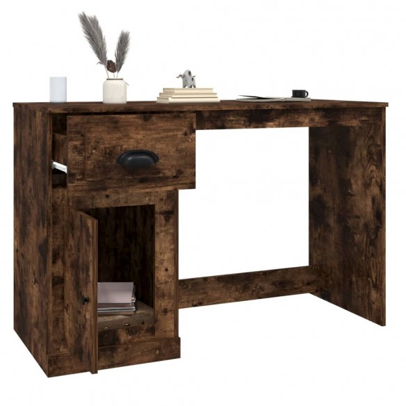 Bureau avec tiroir chêne fumé 115x50x75 cm bois d'ingénierie