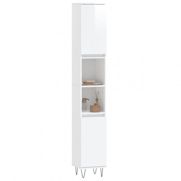 Armoire de salle de bain blanc brillant 30x30x190 cm